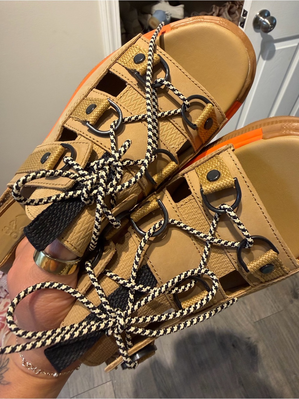 Sorel Women's Tan Platform Sandal with Orange Trim - Picture 6 of 6